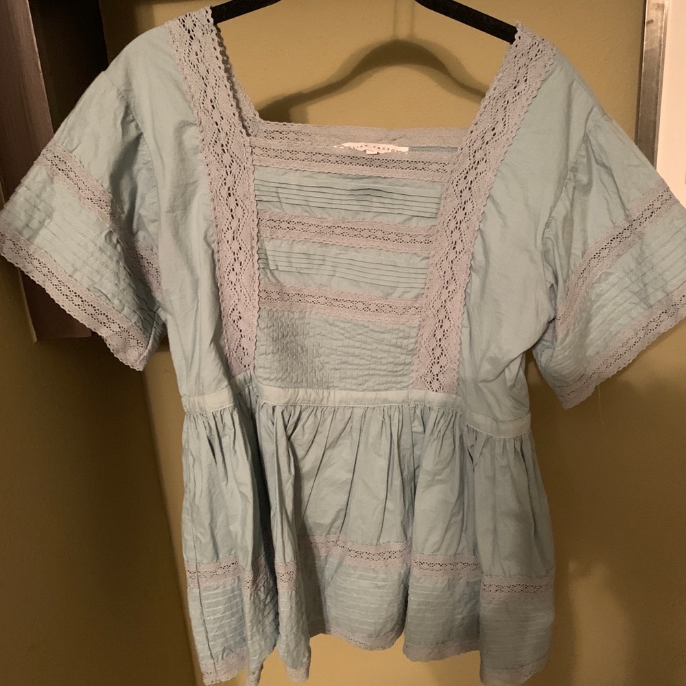 Blue baby doll blouse